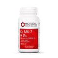 Supplement bottle labeled 'Protocol for Life Balance' with K2 MK-7 & D3 on a white background