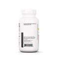 White supplement bottle with label on a white background