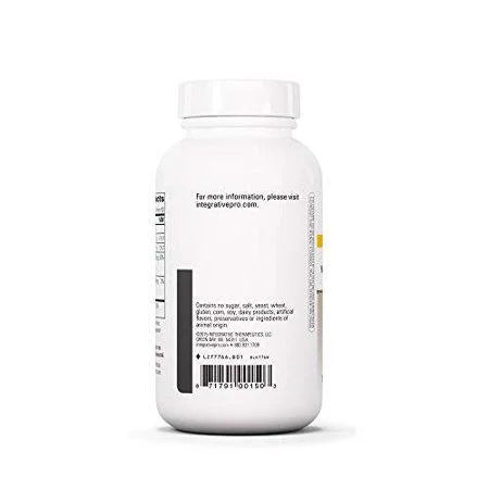 White supplement bottle with label on a white background